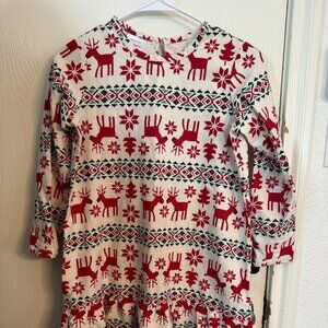 Hanna Andersson Dear Deer Girls Sz 10 (140) Holiday Flannel PJ Nightgown